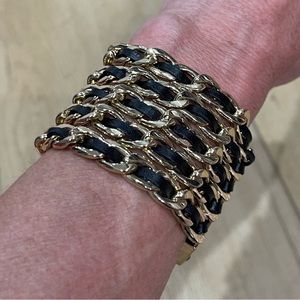 Stacked leather wound, magnetic bracelet